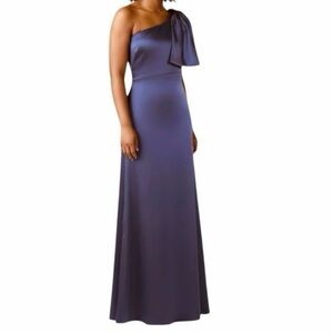 NWT SACHIN + BABI Deep Cobalt Sleeveless One Shoulder Bow Dress Gown Size 18W
